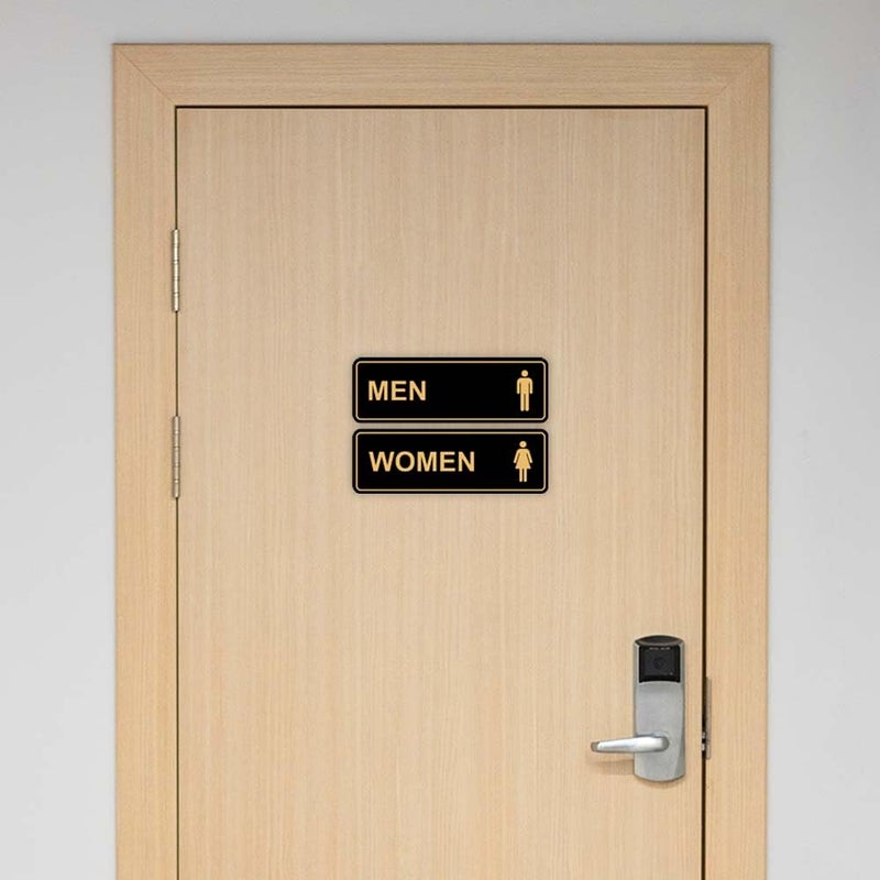 All Quality Standard Men Women Restroom Sign - Brushed Gold - Small 1 Set (2 pcs) - Image 3